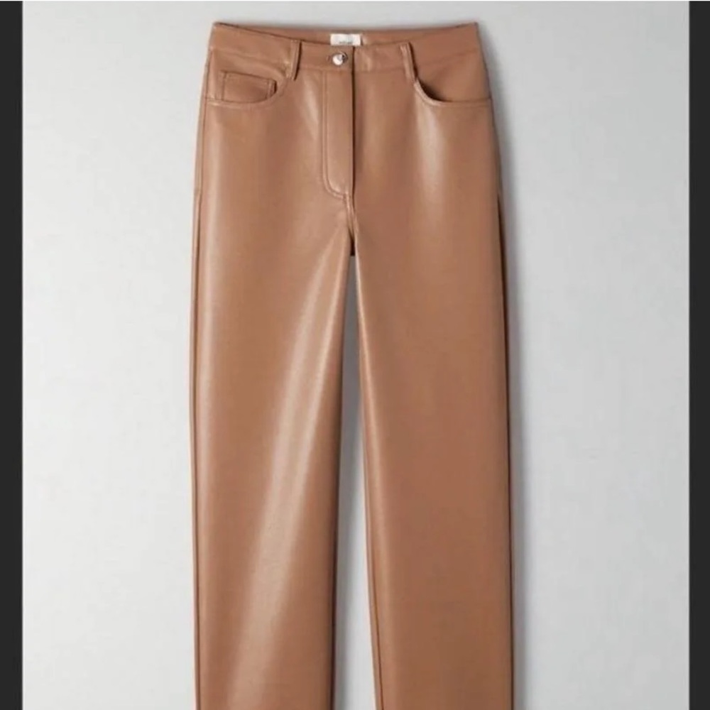 Aritzia 00 Wilfred Camel High Rise Vegan Leather Pant